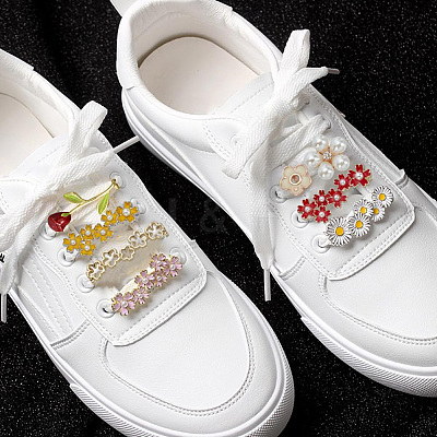 9Pcs 9 Styles Alloy Enamel Flower Shoelace Buckle DIY-AR0004-36-1