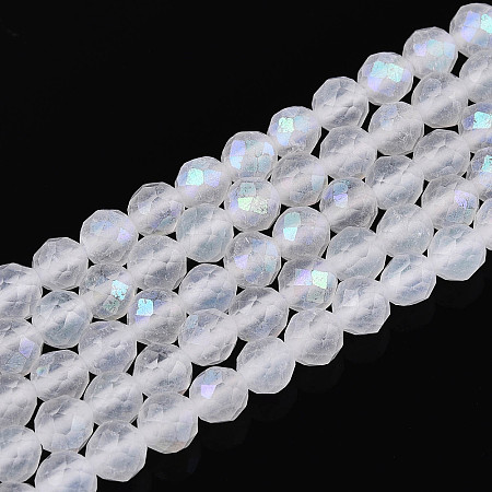 AB Color Plated Natural Quartz Crystal Beads Strands G-T144-B07-05-1