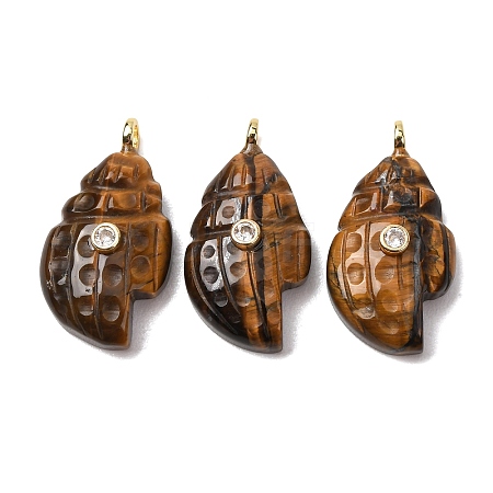 Natural Tiger Eye Carved Pendants G-H357-05G-04-1