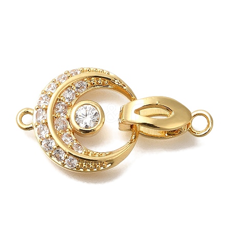 Brass Micro Pave Clear Cubic Zirconia Fold Over Clasps LS-KK-K389-127G-1