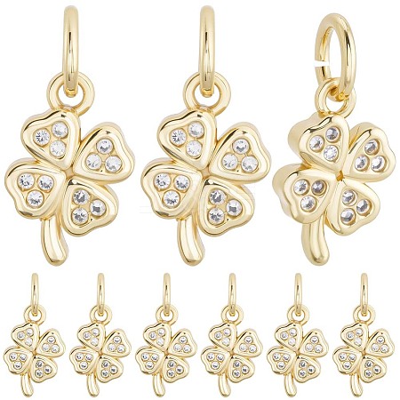 18Pcs Brass Micro Pave Cubic Zirconia Charms ZIRC-BBC0003-42-1