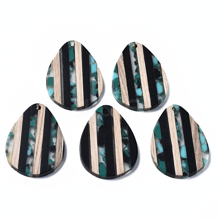 Stripe Resin & Walnut Wood Pendants X-RESI-N025-015A-D01-1