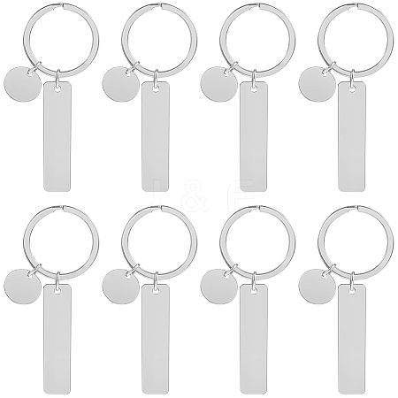 20Pcs 201 Stainless Steel Blank Pendant Keychain KEYC-SC0001-62C-1