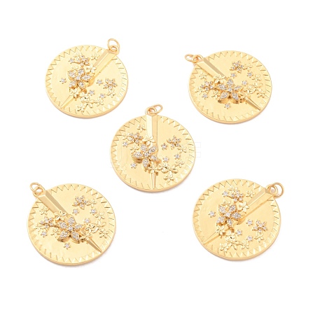 Eco-Friendly Brass Micro Pave Cubic Zirconia Pendants KK-K268-26G-1