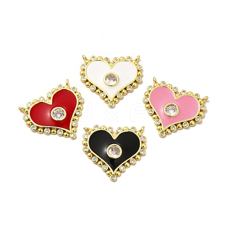 Rack Plating Brass Micro Pave Clear Cubic Zirconia Connector Charms KK-P230-05G-1