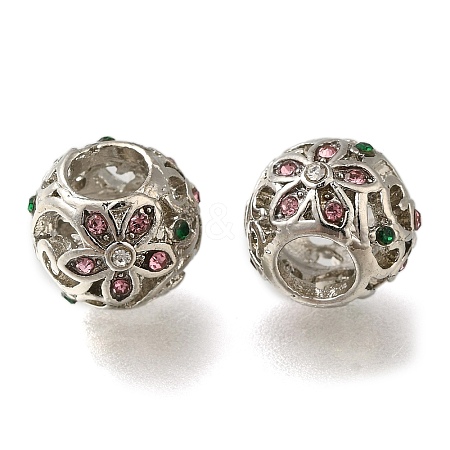 Rack Plating Alloy Rhinestone European Beads PALLOY-A009-27P-1