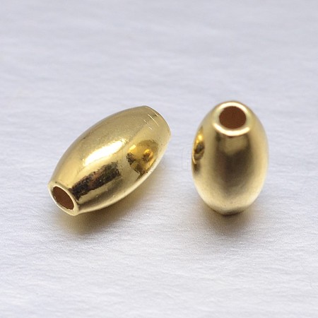 Real 18K Gold Plated Oval Sterling Silver Beads STER-M101-07-7x4mm-1