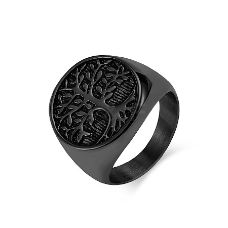 Retro Titanium Steel Tree of Life Finger Ring FIND-PW0020-06C-EB-1