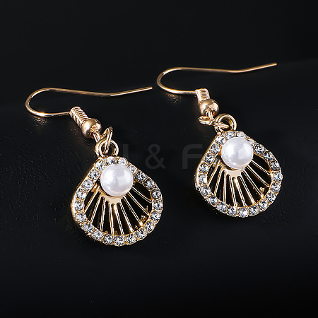 Alloy Rhinestone Shell Shape Dngle Earrings FS-WG0AEF0-02-1