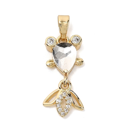 Brass Micro Pave Cubic Zirconia Pendants KK-K375-27G-19-1