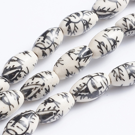 Handmade Printed Porcelain Beads PORC-G004-A23-1