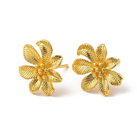 Rack Plating Brass Flower Stud Earrings for Women EJEW-F288-17G-1