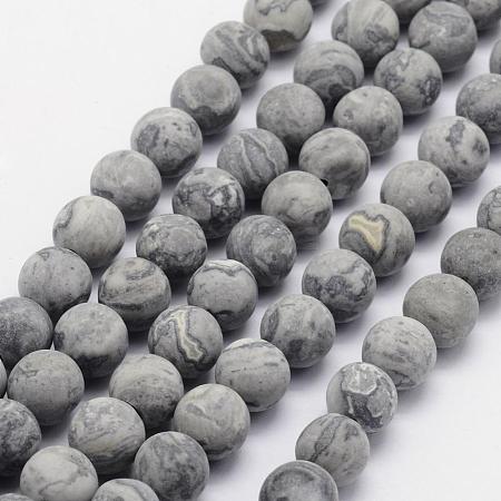 Natural Map Stone/Picasso Stone/Picasso Jasper Beads Strands G-F518-16-8mm-1