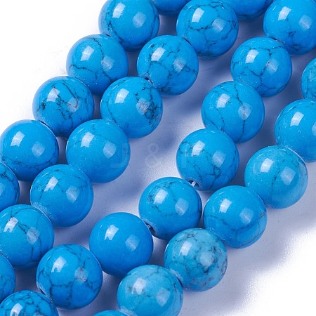 Synthetic Turquoise Beads Strands G-E525-8mm-15-1