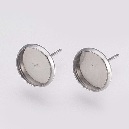 Non-Tarnish 202 Stainless Steel Stud Earring Settings A-STAS-I088-E-03P-1