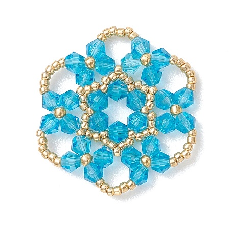 Glass Seed Beaded Pendants PALLOY-MZ01245-02-1