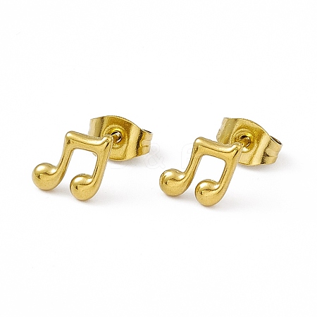 Vacuum Plating 304 Stainless Steel Tiny Musical Note Stud Earrings for Women EJEW-P212-05G-1