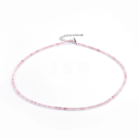 Natural Strawberry Quartz Beaded Necklaces NJEW-F245-A08-1