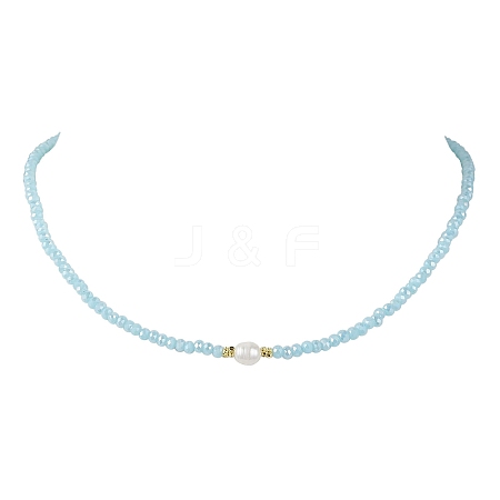 Glass Beads with Pearl Necklaces NJEW-JN04682-01-1