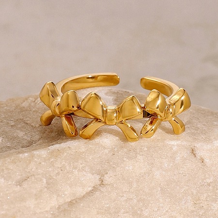 304 Stainless Steel Open Cuff Rings RJEW-C124-01G-1