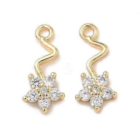 Brass Pave Cubic Zirconia Flower Charms KK-A286-16G-1