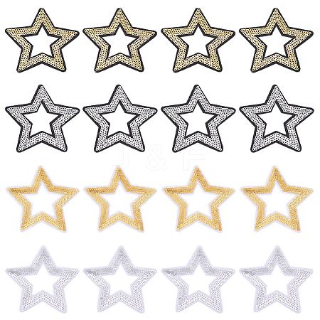 16Pcs 4 Colors Polyester and Plastic Embroidery Lace Appliques DIY-GA0007-40-1