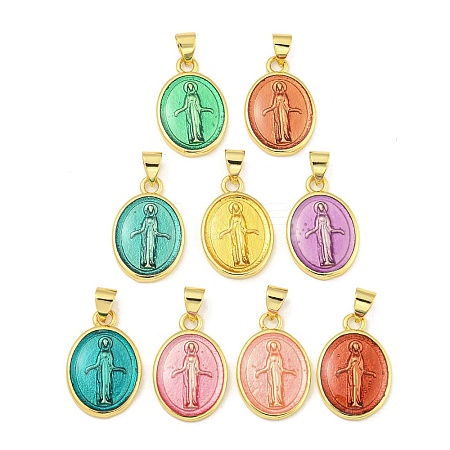 Rack Plating Brass Enamel Pendants KK-Z053-22G-1