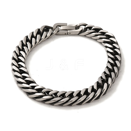 304 Stainless Steel Cuban Link Chain Bracelets for Women Men BJEW-Q341-15C-AS-1