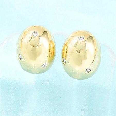 Oval Brass Micro Pave Cubic Zirconia Stud Earrings EJEW-Z164-17G-01-1
