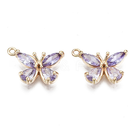 Real 18K Gold Plated Brass Micro Pave Cubic Zirconia Pendants KK-T056-59G-02-NF-1