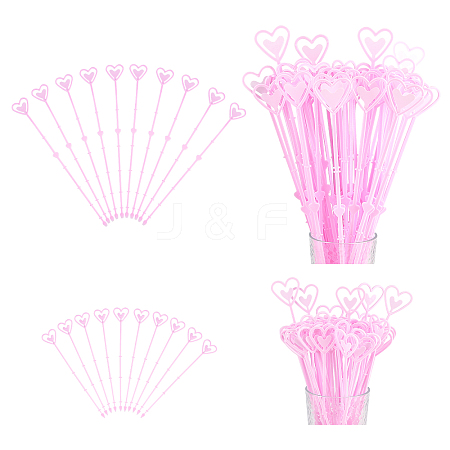 AHADERMAKER 120Pcs 2 Style Heart Shaped Plastic Flower Card Holder Stick AJEW-GA0003-93A-1