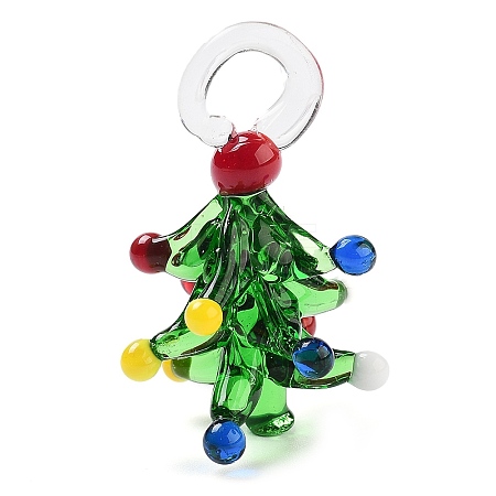 Colorful Transparent Handmade Lampwork Pendants for Christmas LAMP-A004-01B-1