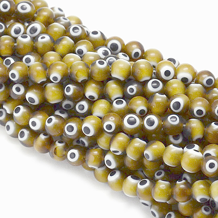 Handmade Evil Eye Lampwork Round Bead Strands LAMP-L055-8mm-02-1