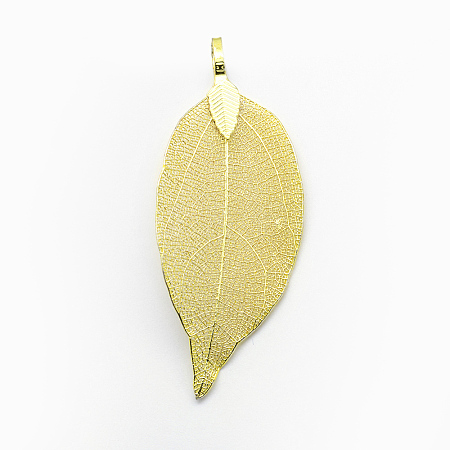 Brass Plated Natural Leaf Big Pendants LS-KK-G321-K-03-1