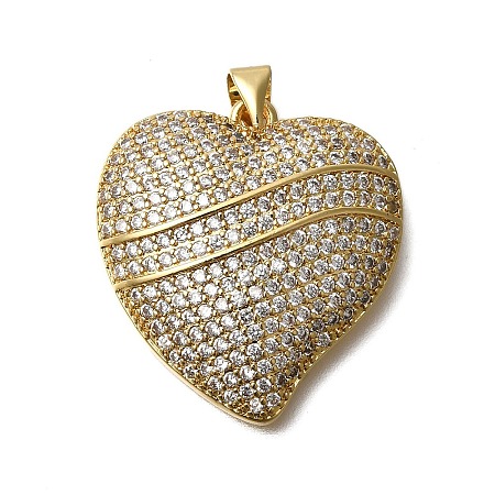 Rack Plating Brass Micro Pave Cubic Zirconia Pendants ZIRC-F142-06G-01-1