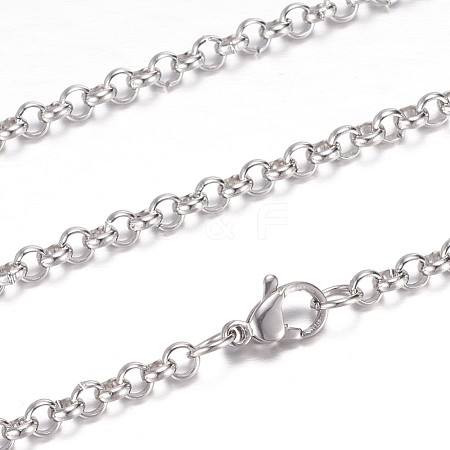 304 Stainless Steel Rolo Chain Necklaces STAS-P101-10P-1