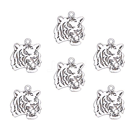 Tibetan Style Alloy Tiger Head Pendants TIBEP-PH0004-85-1