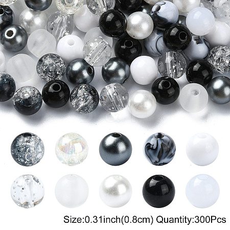 300Pcs 10 Styles Opaque Acrylic Beads OACR-YW0001-87-1