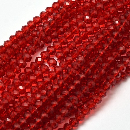 Faceted Rondelle Transparent Glass Beads Strands X-EGLA-J134-3x2mm-B02-1