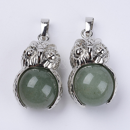 Natural Green Aventurine Pendants G-P350-A08-1