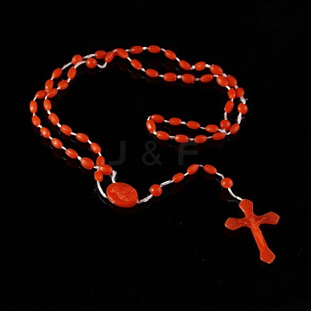 Luminous Plastic Rosary Bead Necklace RELI-PW0003-05E-1