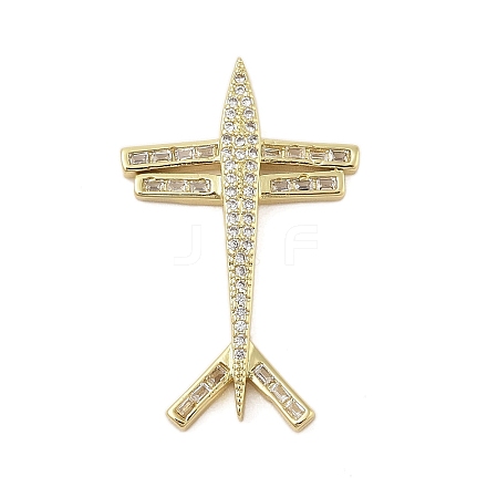 Plane Rack Plating Brass Micro Pave Cubic Zirconia Pendants KK-Z074-21G-1