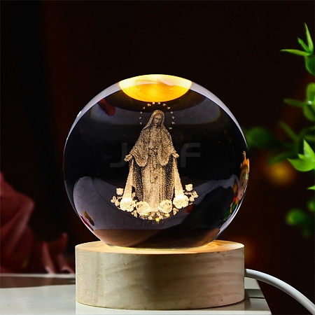 Religious Element Glass Crystal Ball Crystal Ball with Wood Stand PW-WG7CA34-11-1