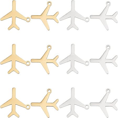 12Pcs 2 Colors 201 Stainless Steel Pendants STAS-UN0035-68-1
