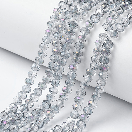 Electroplate Transparent Glass Beads Strands X-EGLA-A034-T8mm-F10-1