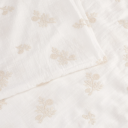 Flower Pattern Linen Cotton Fabric for Clothing Accessories DIY-WH0632-51-1