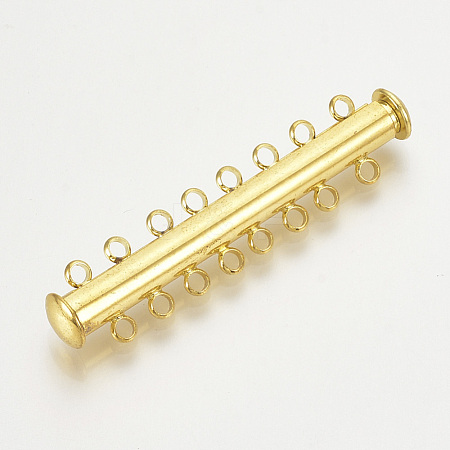 Brass Magnetic Slide Lock Clasps X-KK-Q740-02G-1