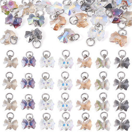 28Pcs 7 Colors Electroplate Glass Charms PALLOY-TAC0233-1