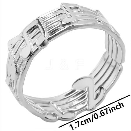Stainless Steel Music Note Open Cuff Ring for Unisex TF1587-1-1
