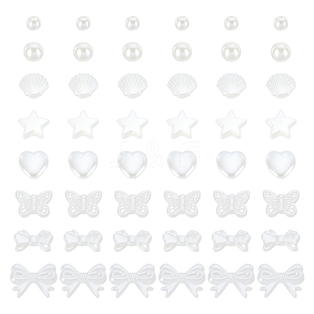 480Pcs 8 Styles ABS Imitation Pearl Beads OACR-HY0001-19-1